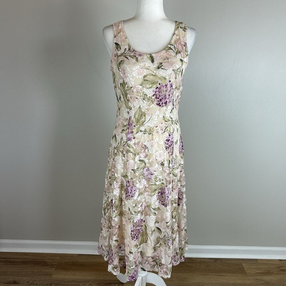 Robbie Bee Gorgeous Vibrant Lace 90s Y2K Style Silhouette Dress M Midi Fairy